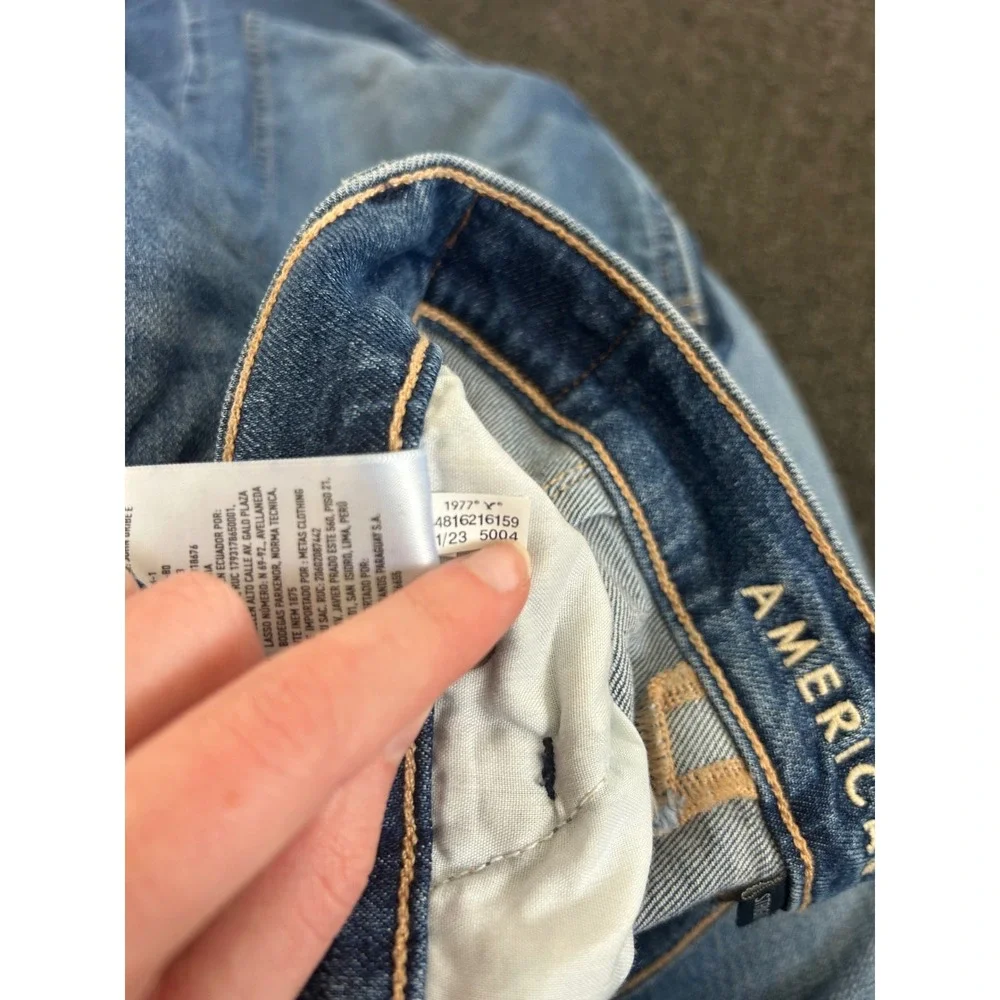 American Eagle Super High Rise Baggy Straight Carpenter Jeans Womens 4R Strigid‎